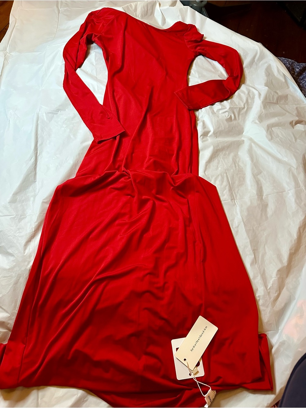 Commense Red Long Sleeve Maxi Dress